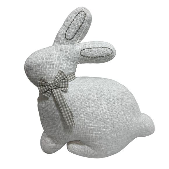 Lillian August Bunny Accent Throw Pillow 17" White Spring Decorative Nursery Bow - Picture 2 of 7